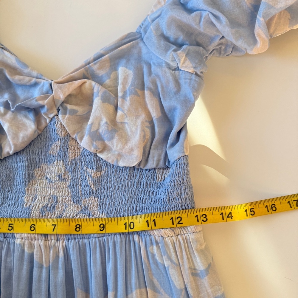 FREE PEOPLE Sundrenched Short Sleeve Maxi Dress blue and white floral Medium - Picture 12 of 14